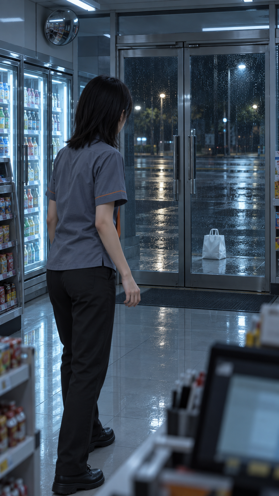 便利店玻璃门关键帧